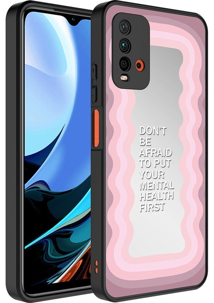 - Xiaomi Redmi Note 9 4G - Kılıf Aynalı Desenli Kamera Korumalı Parlak Mirror Kapak - Kalp