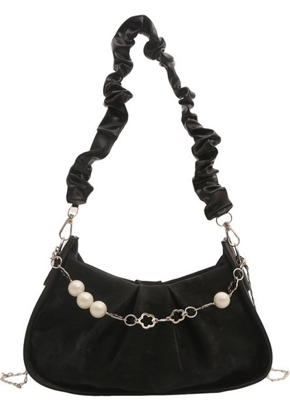 Moda Rahat Çanta Kadın Çantaları 2024 Ilkbahar ve Sonbahar Yeni Trendy Tek Omuz Koltuk Altı Çantası Pilili Bulut Crossbody Çanta (Yurt Dışından)