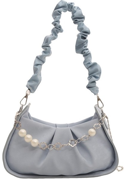 Moda Rahat Çanta Kadın Çantaları 2024 Ilkbahar ve Sonbahar Yeni Trendy Tek Omuz Koltuk Altı Çantası Pilili Bulut Crossbody Çanta (Yurt Dışından)