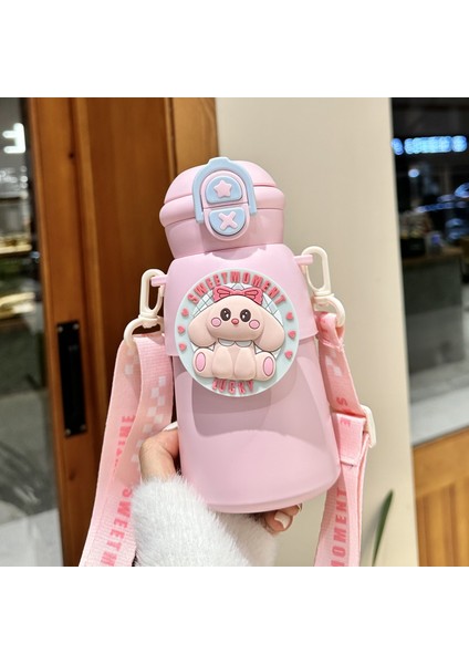 500 ml Yeni Yüksek Görünümlü ve Ilginç Çift Içecek 316 Gıda Sınıfı Paslanmaz Çelik Su Bardağı Karikatür Saman Doğrudan Içme Çocuk Termos Bardak (Yurt Dışından)