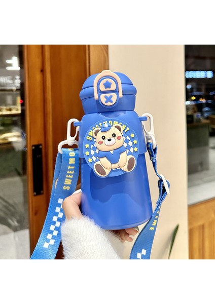 500 ml Yeni Yüksek Görünümlü ve Ilginç Çift Içecek 316 Gıda Sınıfı Paslanmaz Çelik Su Bardağı Karikatür Saman Doğrudan Içme Çocuk Termos Bardak (Yurt Dışından)