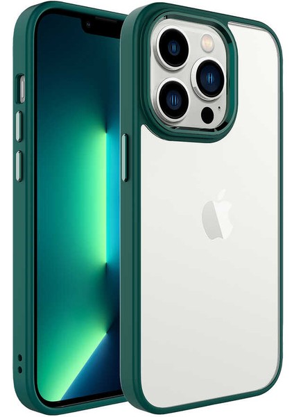 noktaks - Apple iPhone 14 Pro Max - Kılıf Renkli Koruyucu Sert Krom Kapak - Koyu Yeşil - T24178