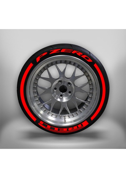 P Zero Şerit Lastik Yazısı 4Lastik İçin Set Tüm Lastik Yanaklarına Uyumlu Araç Lastik Sticker 31MM Kırmızı