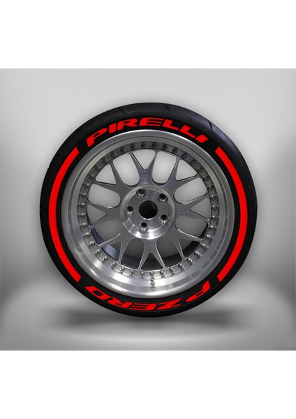 P Zero & Kuyruk Motorsiklet Lastik Sticker 2Lastik İçin Set Lastik Yazısı Stiker 15 İnç ile 21 İnç Arası Uyumlu Kırmızı