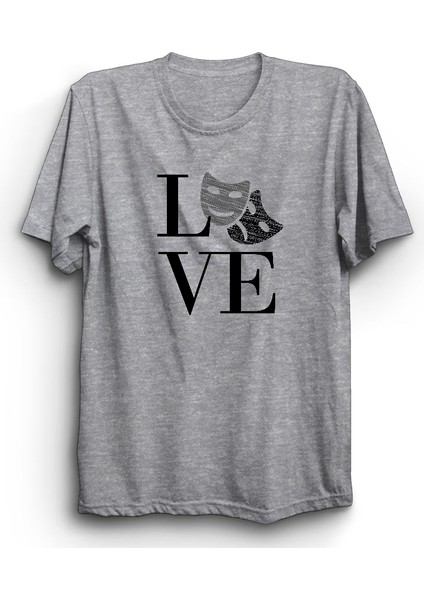Love Theatre, Tiyatro Aşkı, Maskeler, Art, Sanat %100 Pamuk Tişört
