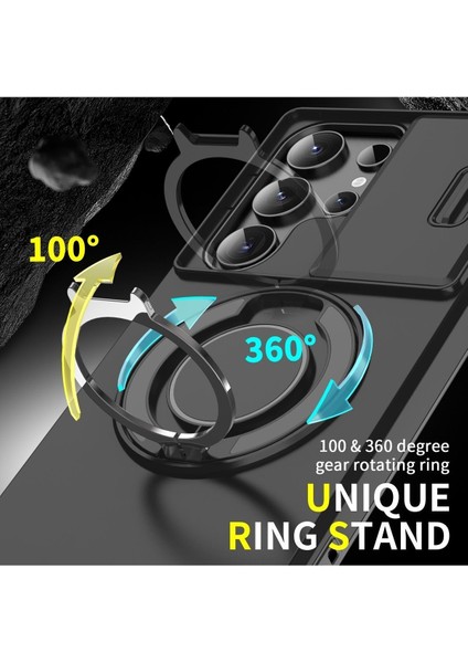 Samsung Galaxy S23 Uyumlu Kılıf Kamera Korumalı Sürgülü 360 Dönebilen Magsafe Stand Renkli Tank Kapak