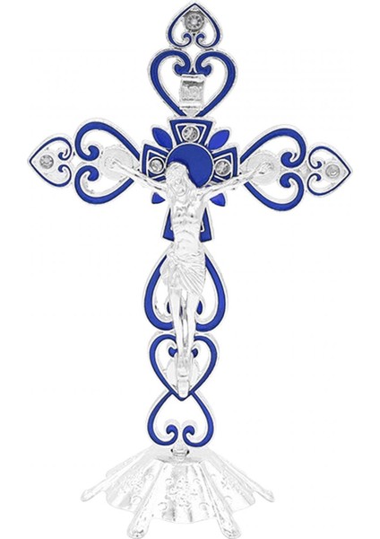 Haç Standı Haçı Katolik Süsleme 20 cm Boyunda Mavi (Yurt Dışından)