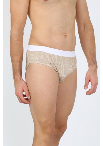 Erkek Pamuk 3lü Desenli Likralı Slip 40121