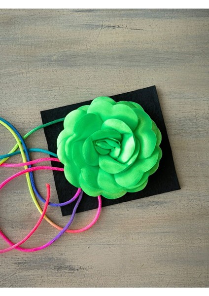 Kolye/choker Kolye/bağcıklı Saten Gül Kolye (Neon Yeşil) fiyatları