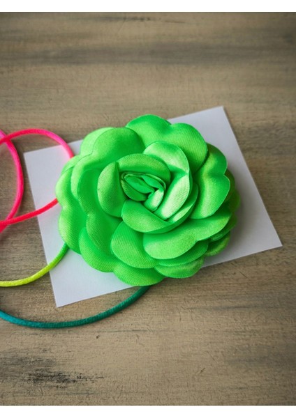 Kolye/choker Kolye/bağcıklı Saten Gül Kolye (Neon Yeşil) modelleri