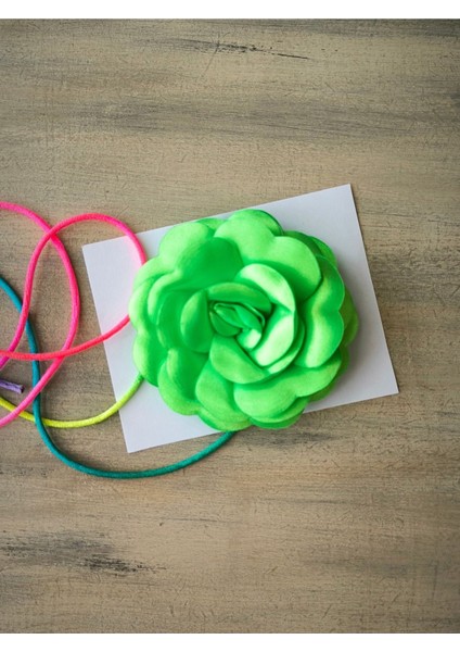 Kolye/choker Kolye/bağcıklı Saten Gül Kolye (Neon Yeşil) fırsatları