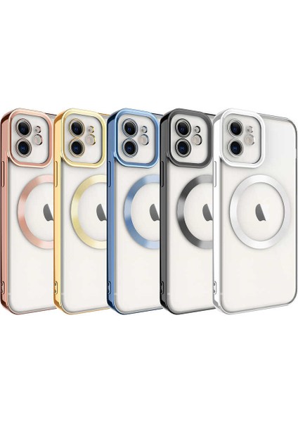 - Apple iPhone 12 - Kılıf Magsafe Wireless Şarj Özellikli Setro Silikon - Gold