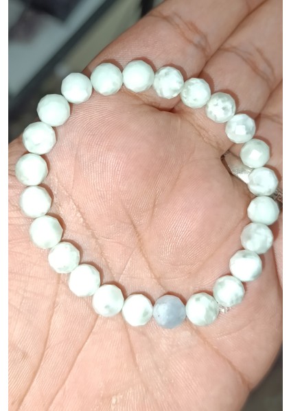 Larimar Taşı 8 mm Faset Kesim Natural Doğaltaş Bileklik