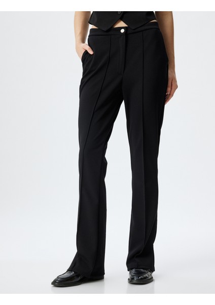 Yırtmaç Detaylı Kumaş Pantolon Cepli Standart Bel modelleri