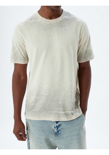 Bisiklet Yaka Tişört Baskılı Kısa Kollu Pamuklu indirimleri