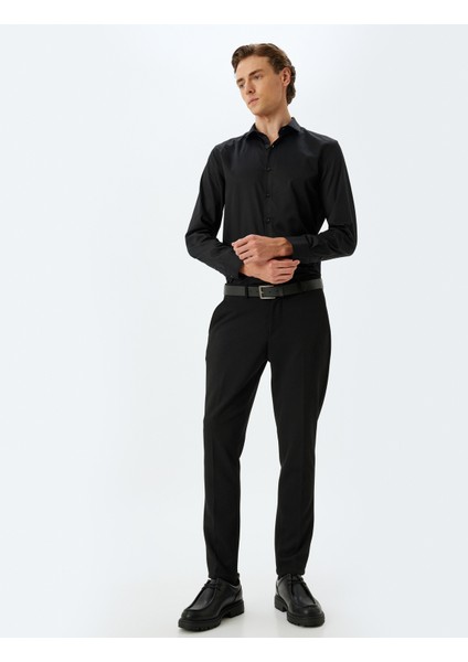 Slim Fit Gömlek Uzun Kollu Yarım Italyan Yaka Pamuklu fiyatları