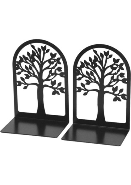 2 Adet Metal Kitap Destekleri Dekoratif Kitap Destekleri Kitaplık Raf Ayırıcı Siyah (Yurt Dışından)