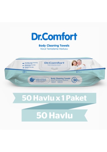 Dr Comfort Vucüt Temizleme Havlusu 50'Li X 12 Paket