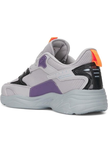 2860 M-P-Kalın Taban Hava Alabilen Spor Sneaker Nayakkabı - Gri-Yeşil-Lila - 37