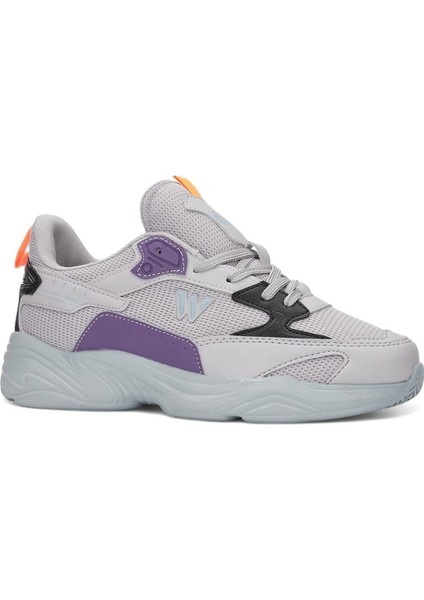 2860 M-P-Kalın Taban Hava Alabilen Spor Sneaker Nayakkabı - Gri-Yeşil-Lila - 37