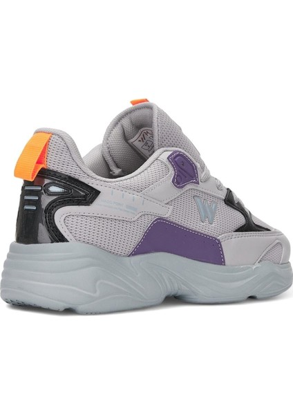 2860 M-P-Kalın Taban Hava Alabilen Spor Sneaker Nayakkabı - Gri-Yeşil-Lila - 37
