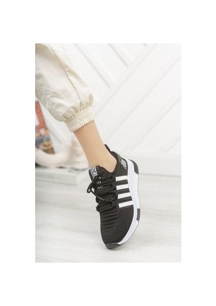 Çiğdem Çok Rahat Süs Bağlı Fileli Sneaker Ayakkabı(Axs) - Siyah-Beyaz - 44 fırsatları