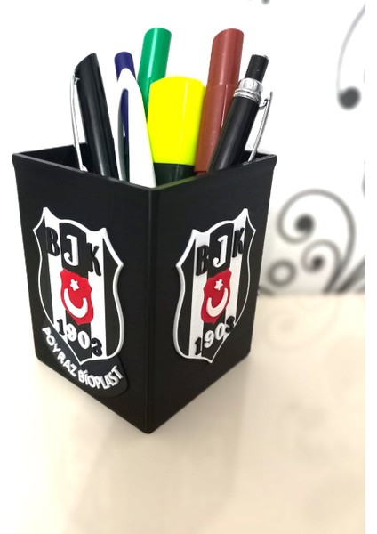 Kişiye Özel - Beşiktaş Logo Kabartmalı Masaüstü Kalemlik