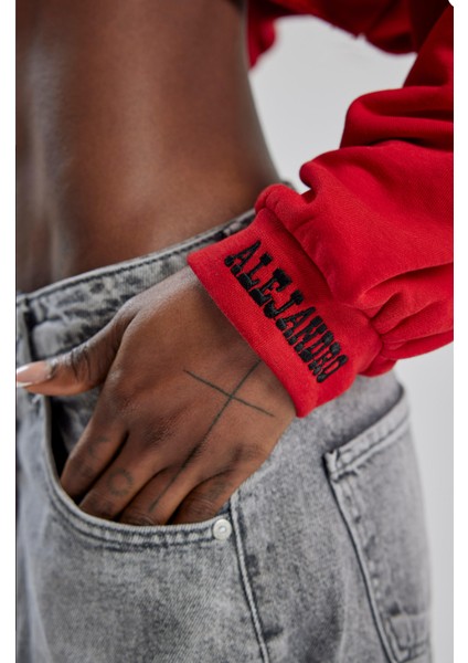 Alejandro Kırmızı Crop Sweatshirt