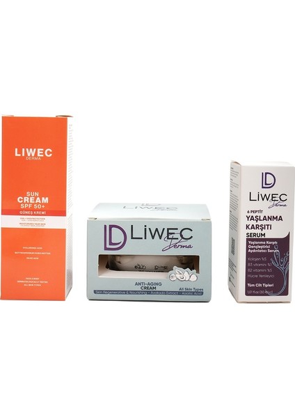 3'lü Set - Yaşlanma Karşıtı Serum - Yaşlanma Karşıtı Krem - Güneş Kremi