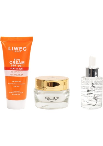 3'lü Set - Yaşlanma Karşıtı Serum - Yaşlanma Karşıtı Krem - Güneş Kremi fiyatları