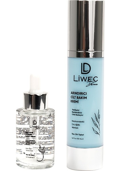 2'li Set - Arındırıcı Cilt Bakım Krem - Leke Akne Gözenek Karşıtı Serum fiyatları