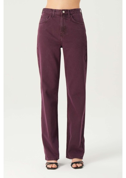 Diana Mürdüm Yüksel Bel Patı Fermuarlı Dad Straight Fit Pantolon C 4517-113 fiyatları