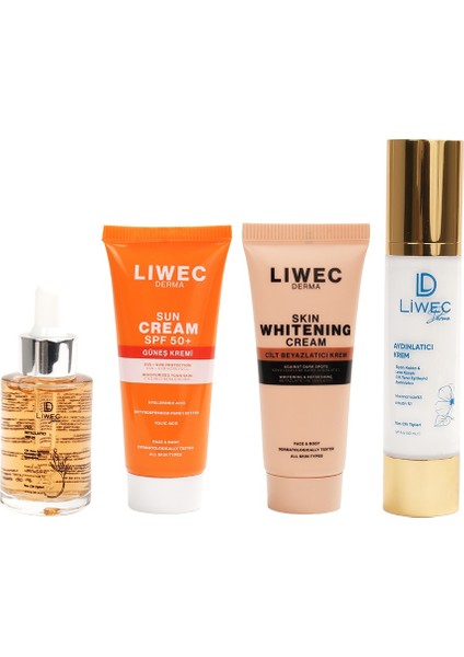4'lü Set - Aydınlatıcı Krem - Whitening Cream - Cilt Serumu - Güneş Kremi fiyatları