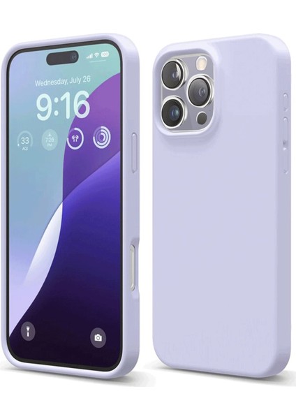 iPhone 16 Pro Max Kılıf Antibakteriyel Esnek Soft Parmak İzi Yapmaz Liquid Silikon - Lila