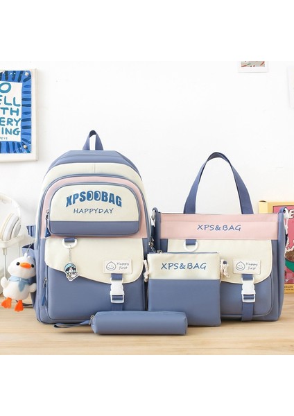 2024 Yeni Ilkokul Öğrencisi Dört Parçalı Okul Çantası Kadın Kore Versiyonu Ortaokul Öğrencisi Lise Öğrencisi Büyük Kapasiteli Sırt Çantası (Yurt Dışından)