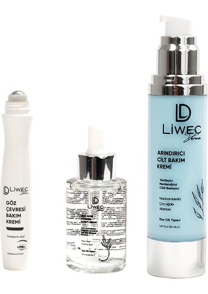 3'lü Set - Arındırıcı Bakım Krem - Leke Akne Karşıtı Serum - Göz Çevresi Bakım Kremi fiyatları