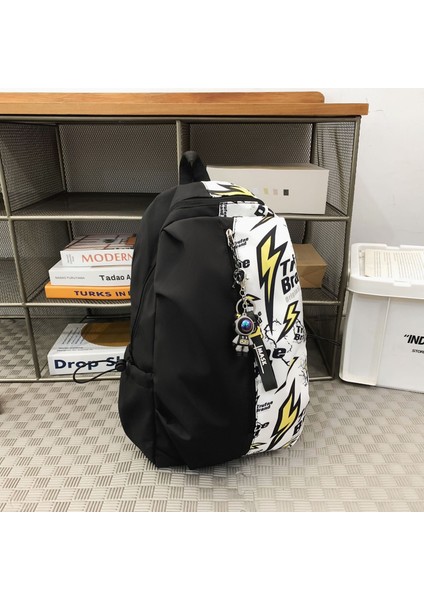 Erkekler Için Şık Sokak Sırt Çantası, Ortaokul Öğrencileri, Okul Çantaları, Lise Öğrencilerinin Kişiselleştirilmiş Grafiti Moda Marka Kampüs Sırt Çantaları (Yurt Dışından)
