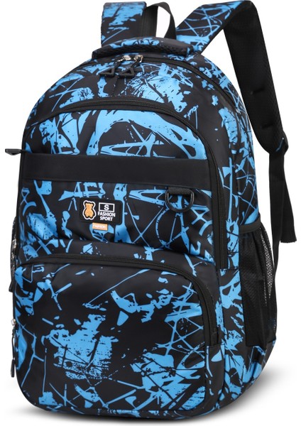 Erkek Çocuklar, Ortaokul ve Lise Öğrencileri Için Baskılı, Su Geçirmez ve Aşınmaya Dayanıklı Sırt Çantası, Geniş Kapasiteli Okul Çantası, Şık ve Rahat Sırt Çantası (Yurt Dışından)