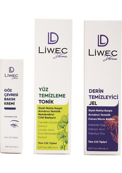 3'lü Set - Derin Temizleyici Jel - Yüz Temizleme Tonik - Göz Çevresi Bakım Kremi fiyatları