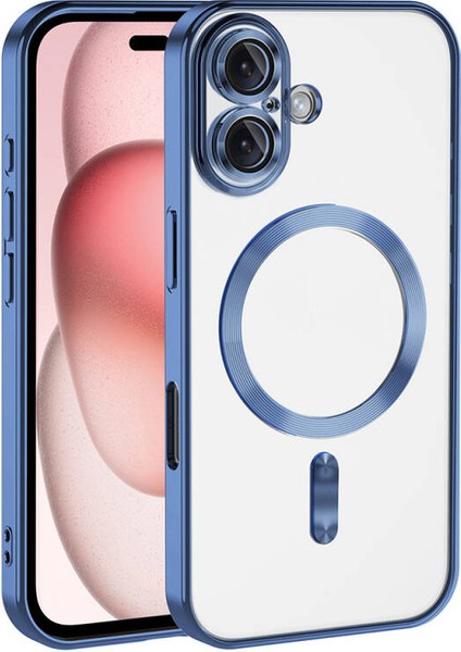iPhone 16 Kılıf Kenarları Renkli ve Magsafe Halkalı Şık Auraq Premium Silikon Şeffaf