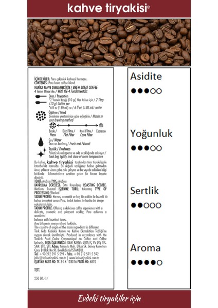 Peru Çekirdek Kahve (Single Origin) 200 gr