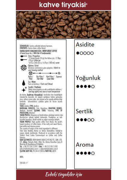 Santos Çekirdek Kahve (Single Origin) 250 gr