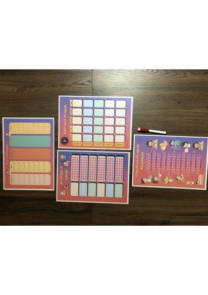 Çocuklar Için Planlayıcı Set - Pembe (Alışkanlık Takibi, Haftalık Planlayıcı, Sorumluluk Takibi, Ders Programı) fiyatları