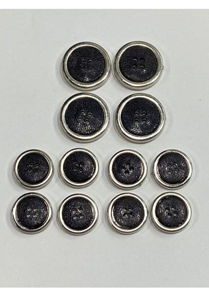 Blazer Ceket Düğmesi Takımı / Siyah Gümüş / M004