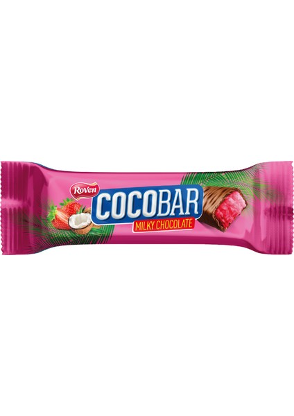 Sütlü Çikolata Kaplamalı Çilek Aromalı Hindistan Cevizi Dolgulu Bar - 12 Gr. 48 Adet (1 Kutu)
