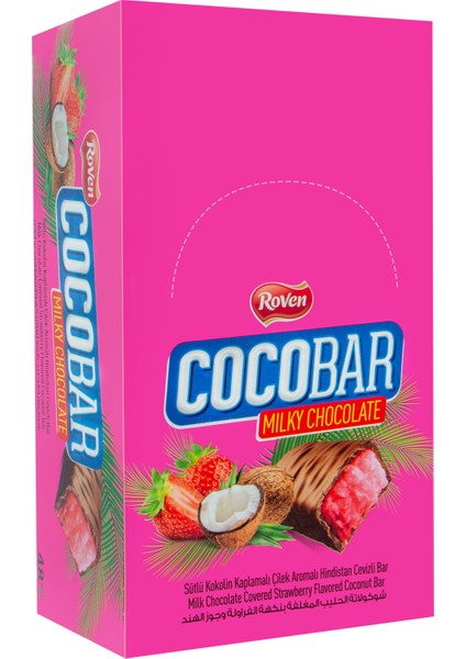Sütlü Çikolata Kaplamalı Çilek Aromalı Hindistan Cevizi Dolgulu Bar - 12 Gr. 48 Adet (1 Kutu)