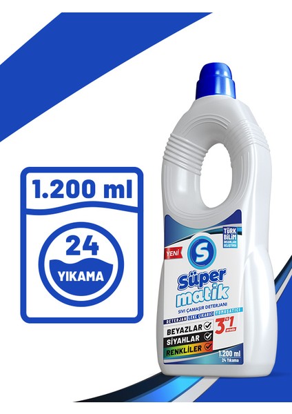 3'ü 1 Arada Sıvı Çamaşır Deterjanı 1200 ml