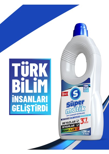 3'ü 1 Arada Sıvı Çamaşır Deterjanı 1200 ml
