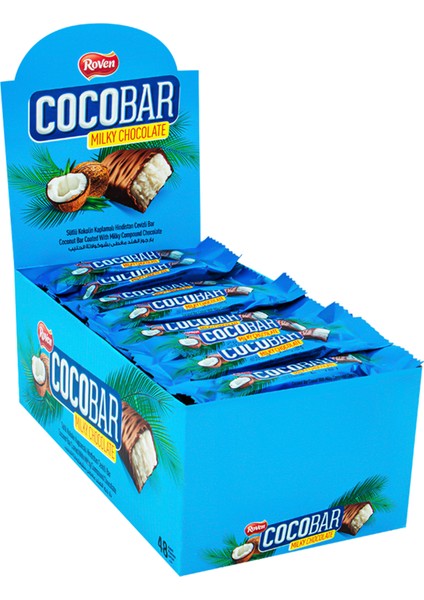 Sütlü Çikolata Kaplamalı Hindistan Cevizi Dolgulu Bar - 12 Gr. 48 Adet (1 Kutu)