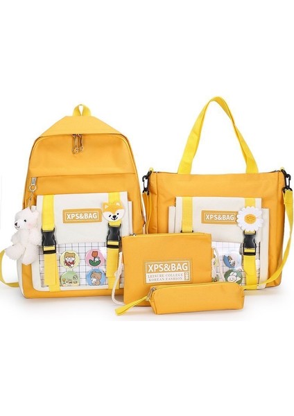 Yeni Dört Parçalı Sırt Çantası Büyük Kapasiteli Kadın Ins Kore Tarzı Sırt Çantası Kampüs Taze Ortaokul Okul Çantası (Yurt Dışından)